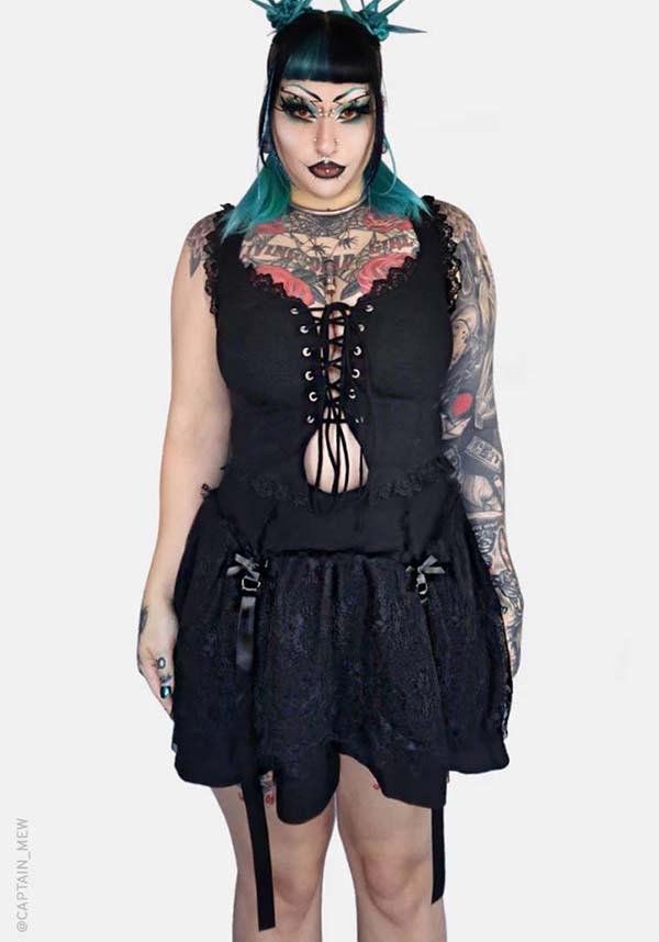 Circe Mini Skirt for Women with Faux - Garter Design