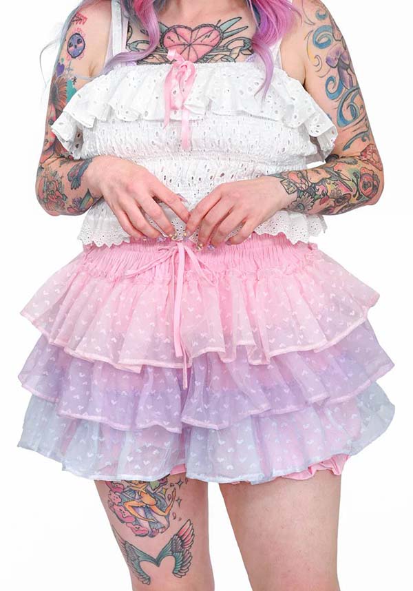 My Violet's Adorable Cotton Candy Adjustable Ruffle Skort