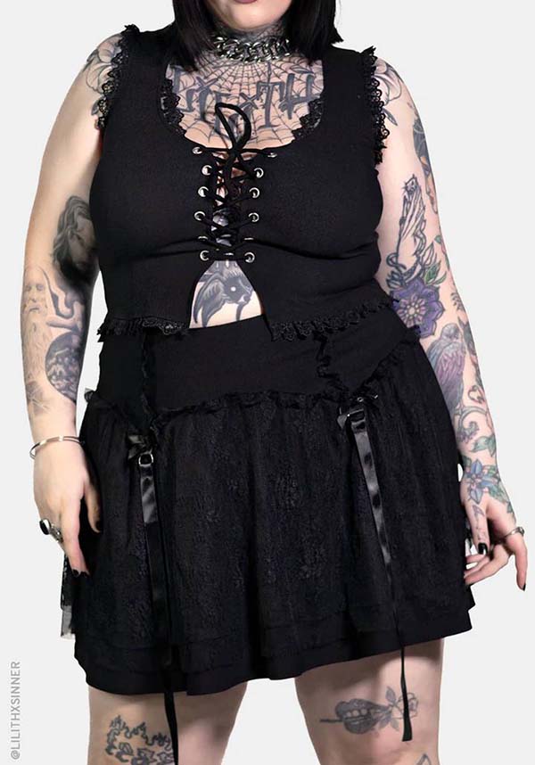 Circe Mini Skirt for Women with Faux - Garter Design