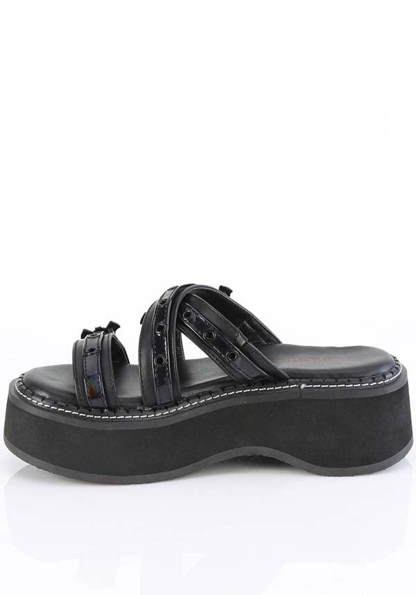 EMILY-07 Black Strappy Flats - Preorder Now