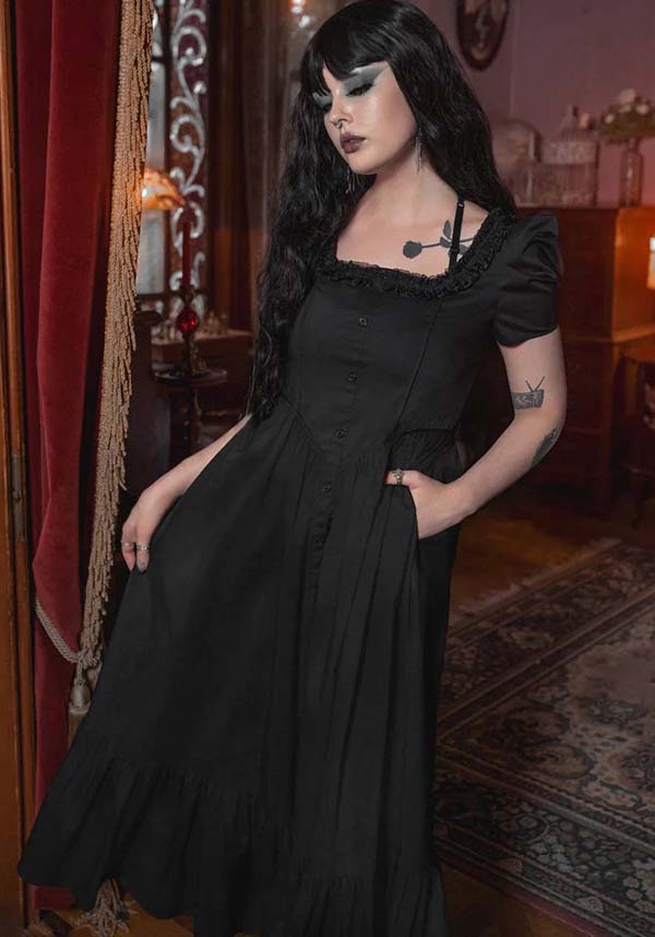 Lively Ghosts' Gothic Charm Chateau De Shadows Dress