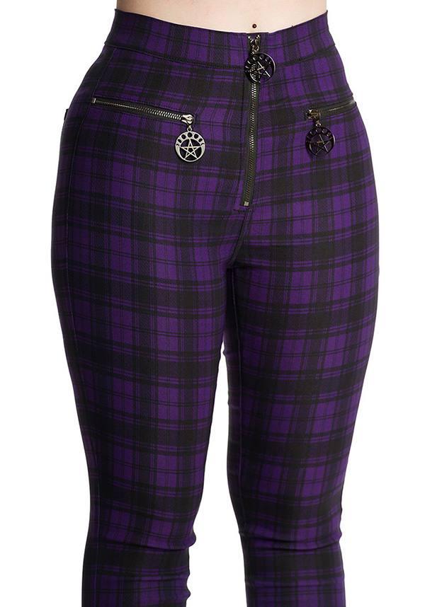 Damien Purple High - Waisted Chunky Zip Pants for a Grungy Look