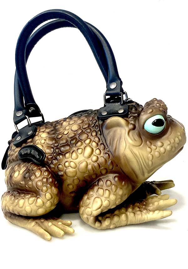 Tan and Black Toad Design Vegan Handbag by Windy Willow