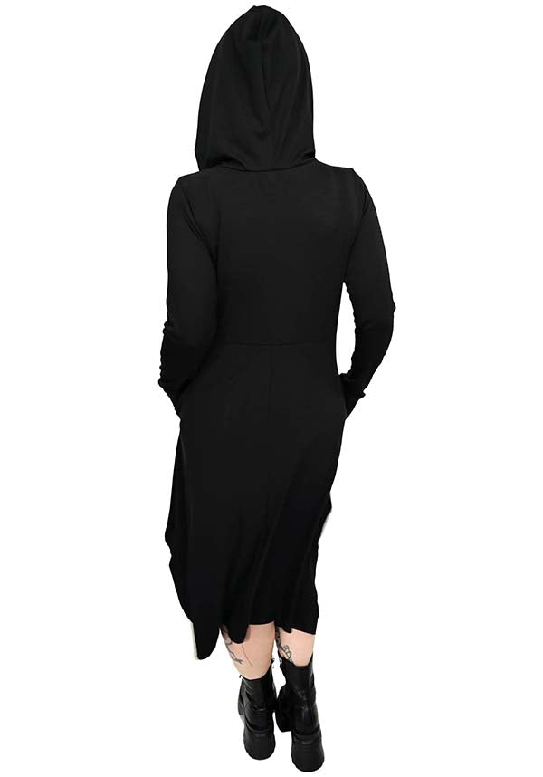 Foxblood's Edgy Creature of the Night Hooded Ponte Tunic with Thumbholes