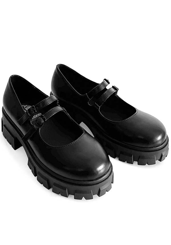 Stylish Vegan Dahlia Mary Jane Platform Flats by FOXBLOOD