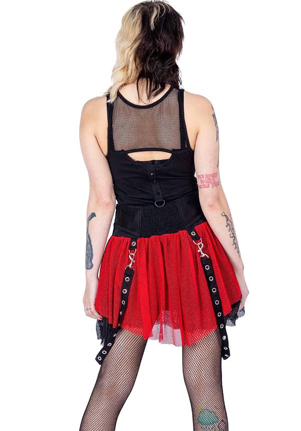Poizen Industries Cybele Black and Red Alternative Style Skirt
