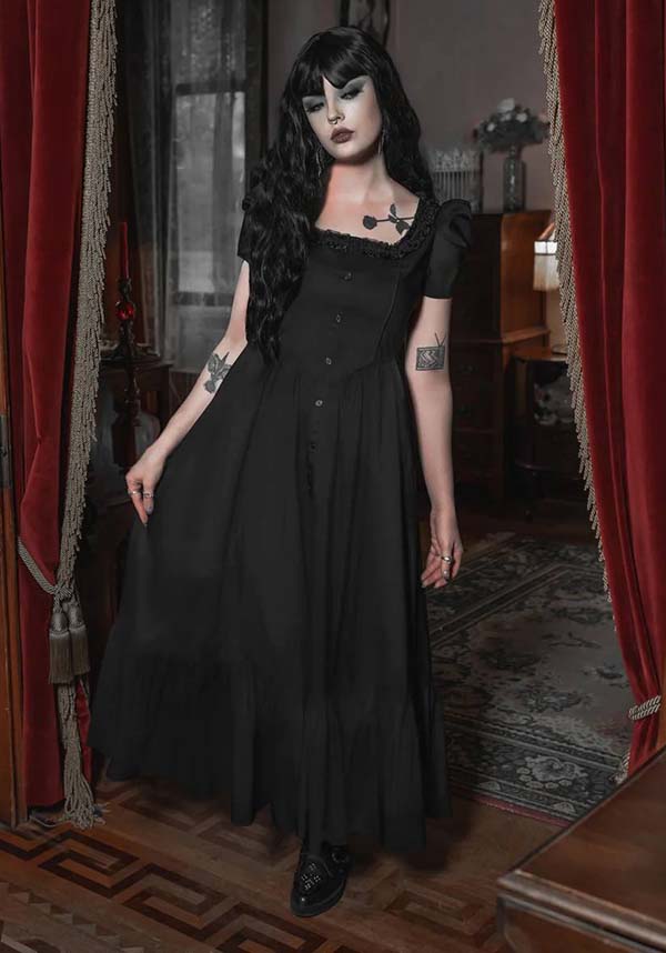Lively Ghosts' Gothic Charm Chateau De Shadows Dress