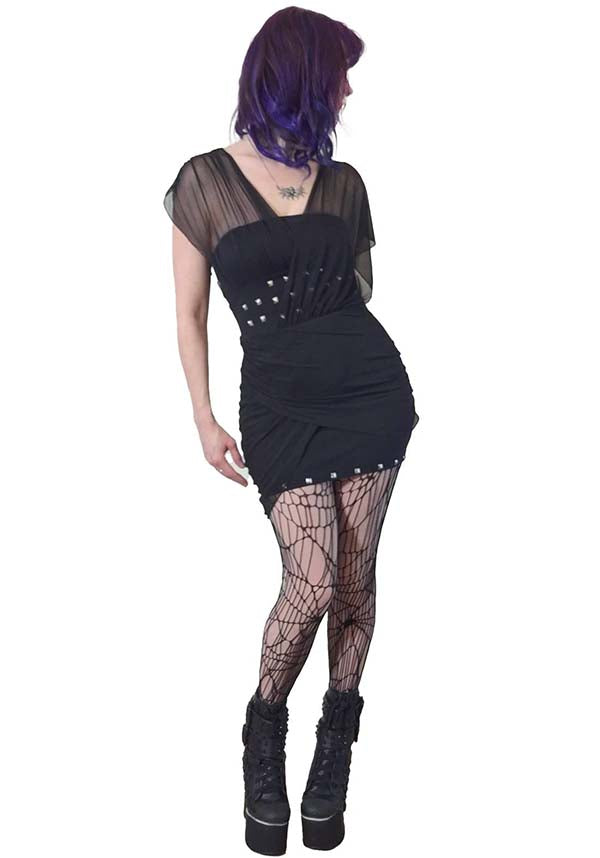 Necessary Evil Venus-Style Wrapped Mesh Mini Dress for Fashion-Forward Women