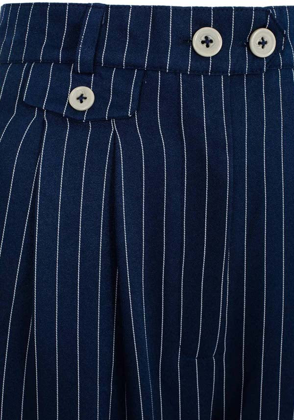 Hell Bunny Costello Navy Wide-Leg Retro Pinstripe Pants