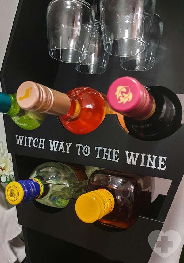 Gothic Coffin-Style Wine Shelf for Kitchen or Bar