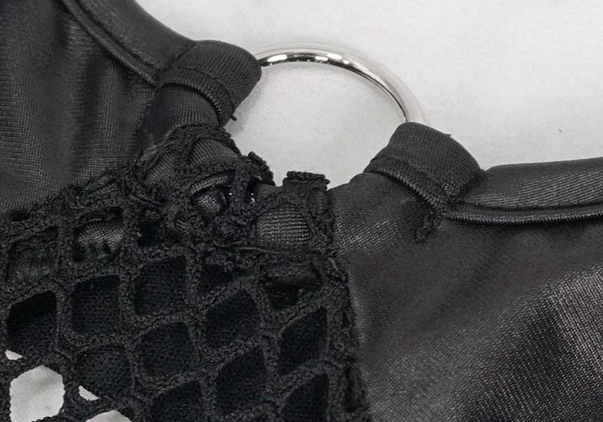 Devil Fashion's Cyber Goth Lace - Up Rubberised Mesh Top