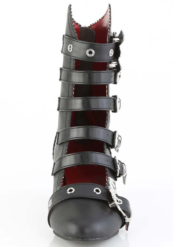 Demonia FLORA-1035 Black Mid-Calf Heel Boots - Preorder