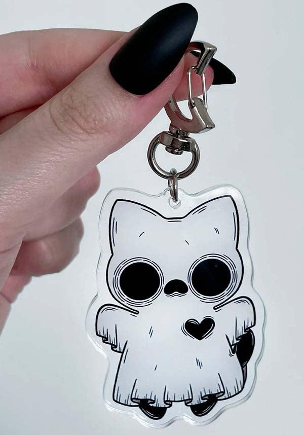 Creepy Cat Club Trick Themed Handmade Clear Acrylic Keychain