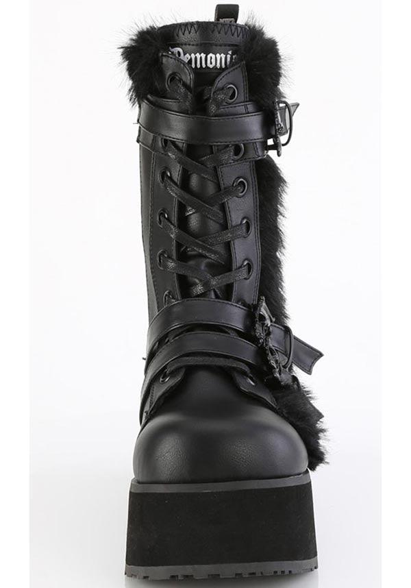 Black TRASHVILLE-218 Lace-Up Mid-Calf Boots - Preorder