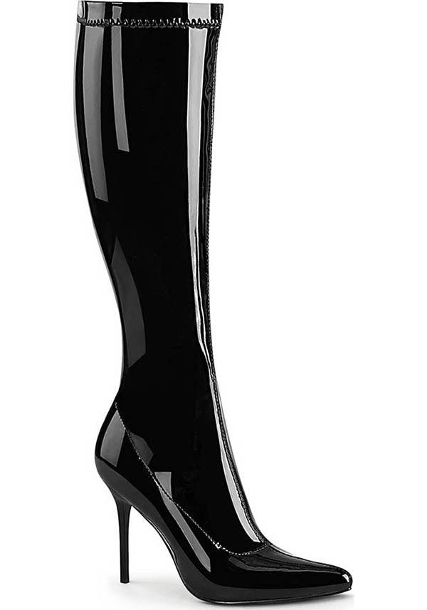 PREORDER! CLASSIQUE-2000 Black Patent High Heel Stretch Knee Boots