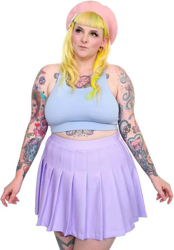 My Violet's Lavender Elastic-Waist Pleated Skirt with Built-in Shorts