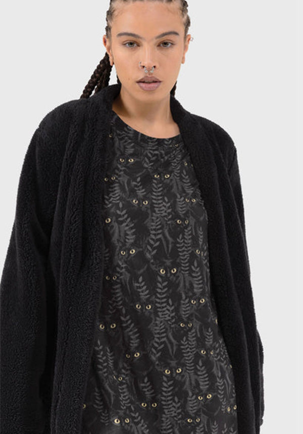 Familiar Woods Themed Cat Print Short Sleeve Mini T-Shirt Dress