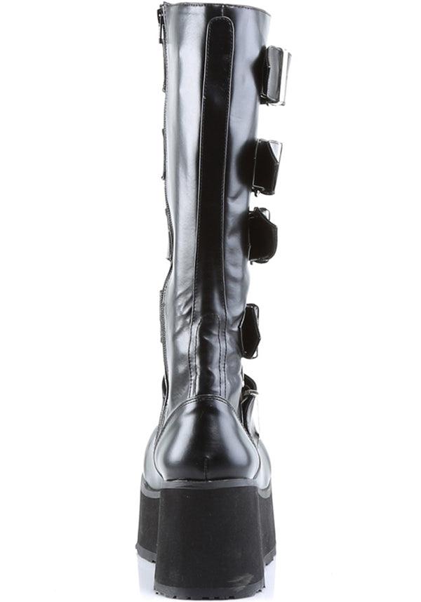 Black TRASHVILLE-518 Platform Lace-Up Knee High Boots - Preorder