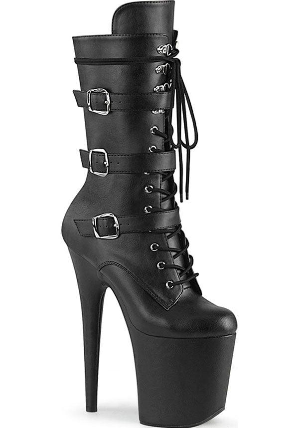 PREORDER | FLAMINGO-1053 Black Faux Leather Mid Calf Boots