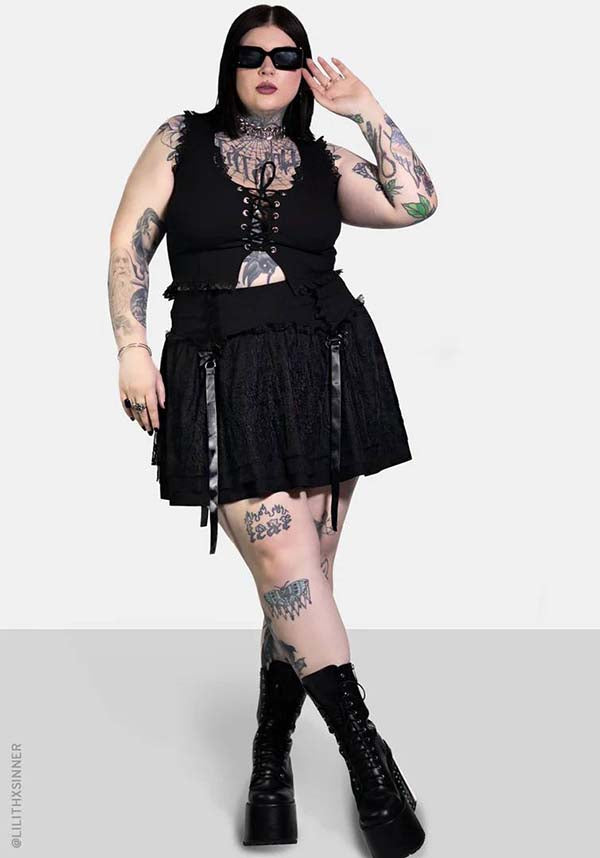 Circe Mini Skirt for Women with Faux - Garter Design