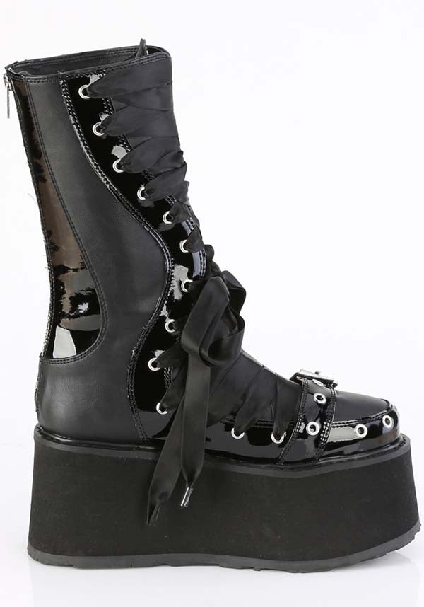 DAMNED-120 Platform Boots in Black/Patent Finish - Pre-Order Available