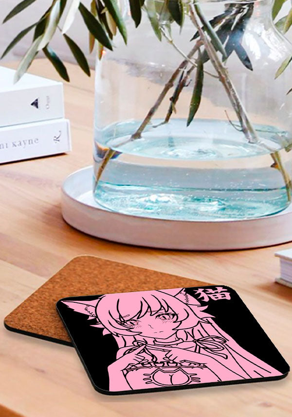 Pastel Pixie's Adorable UwU Girl Themed Coasters for Home Decoration