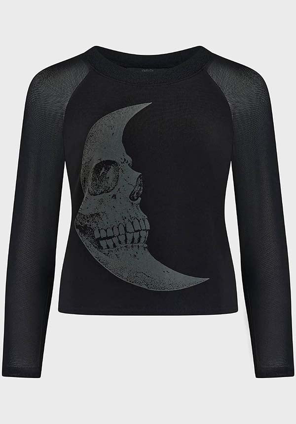 Stunning Crescent Doom TOP with Moon Graphic and Mesh Sleeves