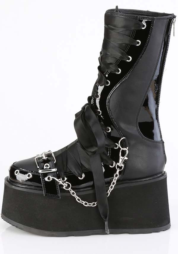 DAMNED-120 Platform Boots in Black/Patent Finish - Pre-Order Available