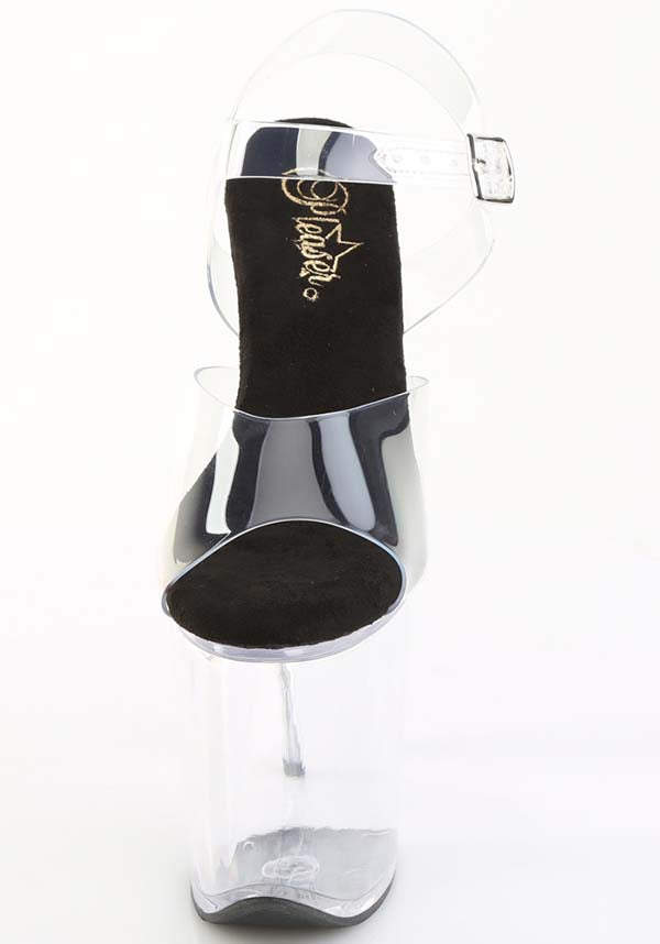 PREORDER FLAMINGO-808PREM Clear Platform Heel Ankle Strap Sandals