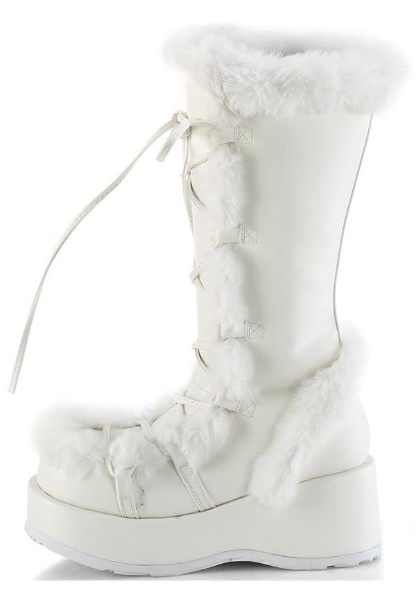 CUBBY-311 Platform Boots in White Vegan Leather - Pre-Order Available