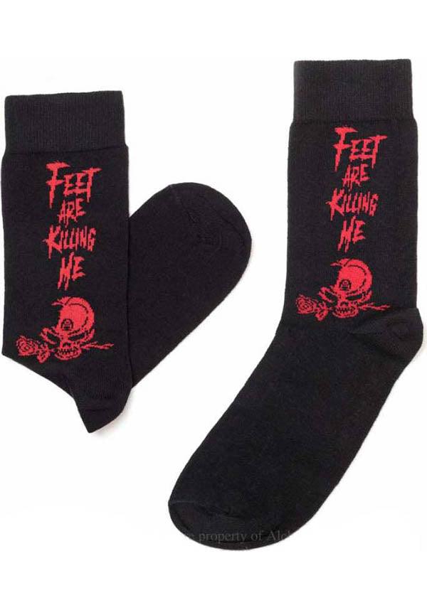 Cosy 'Feet Are Killing Me' Socks with Alchemist Skull Design