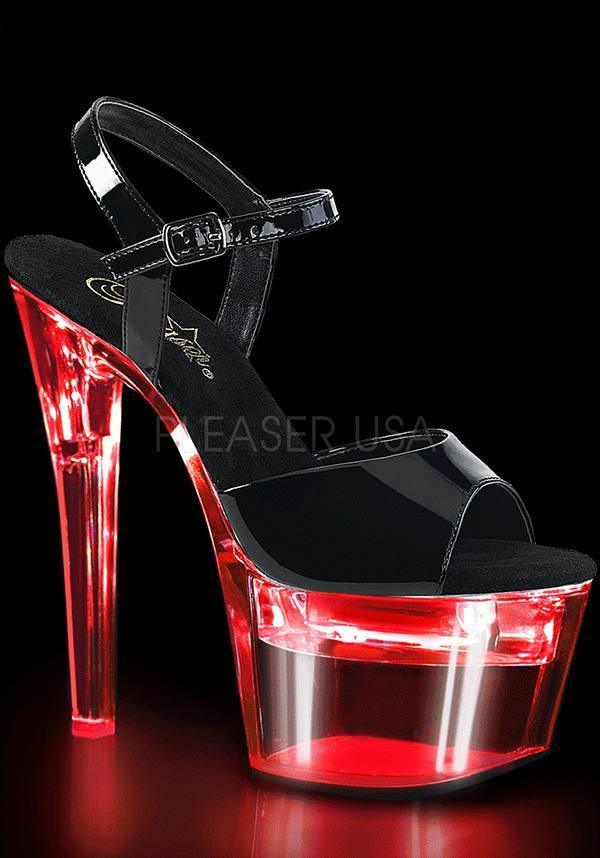 Preorder FLASHDANCE-709 LED Platform Heels in Patent Black