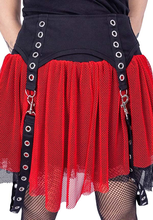 Poizen Industries Cybele Black and Red Alternative Style Skirt