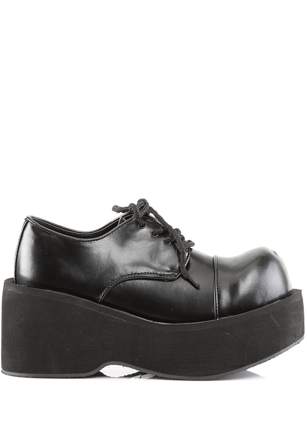 DANK-101 Black Vegan Leather Lace Up Platform Shoes [PREORDER]