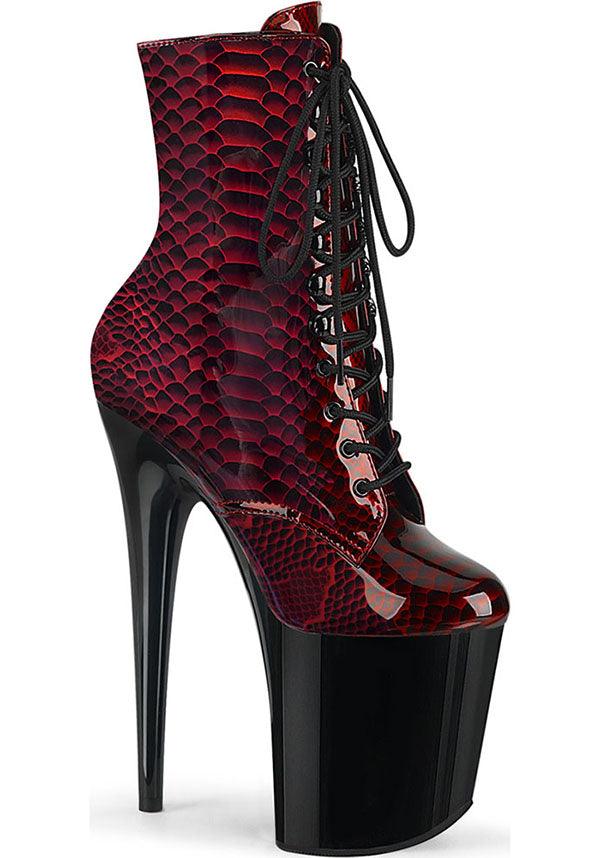 Flamingo 1020SP Red Snake Print Platform Ankle Boots [Pre - order] for Fashion - Forward Individuals