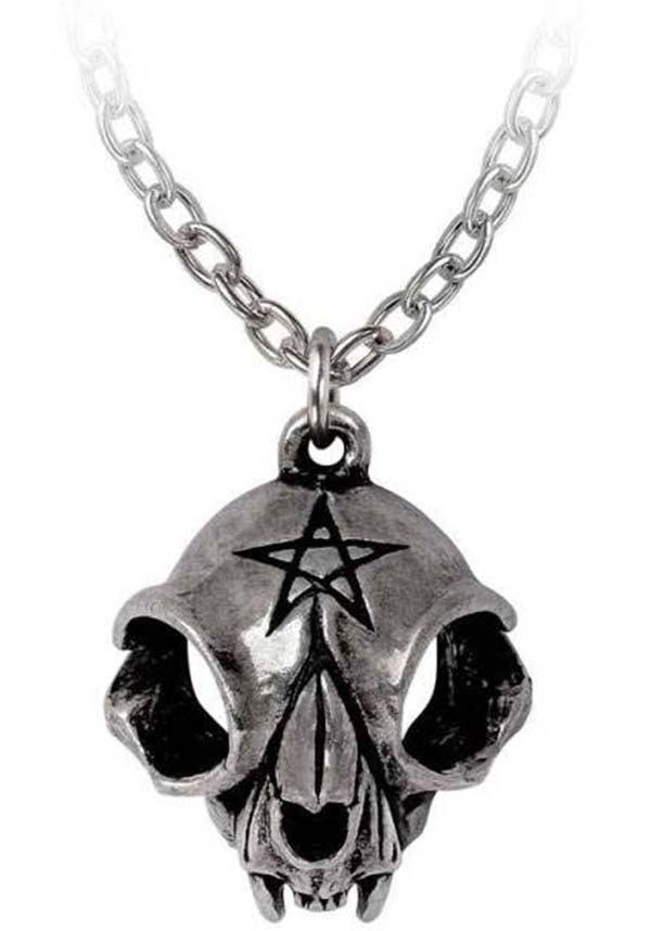 Forever My Feline Friend Cat Skull Pendant Necklace
