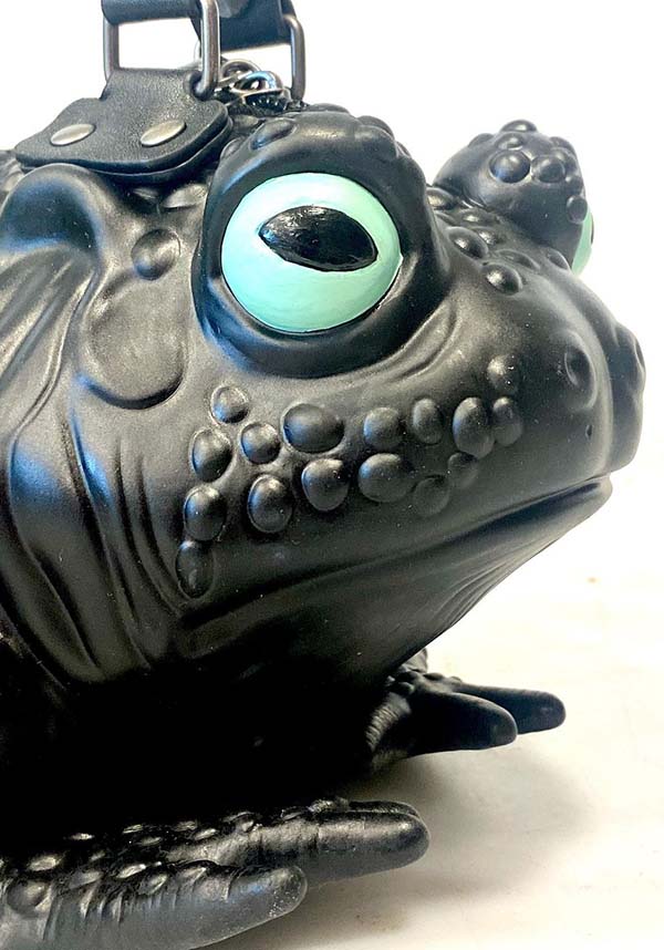 Black Toad Design Vegan Handbag with Glow - in - the - Dark Eyes