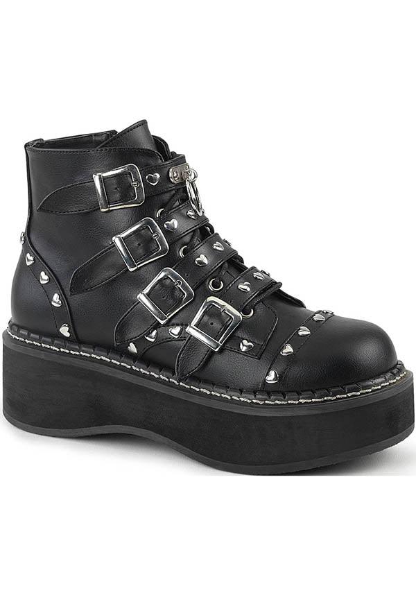 Black EMILY-315 Platform Lace-Up Ankle Boots - In Stock
