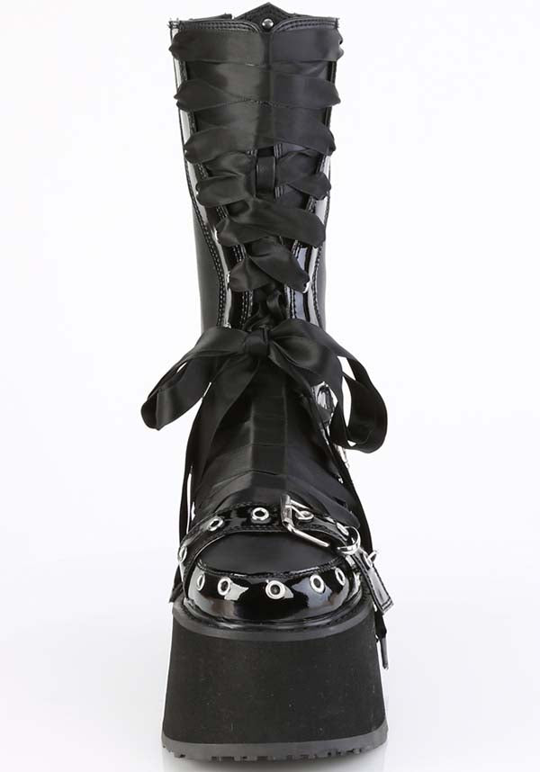 DAMNED-120 Platform Boots in Black/Patent Finish - Pre-Order Available