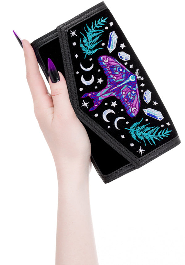 Enchanted Forest Luxury Black Suede Wallet for Magical Spirits