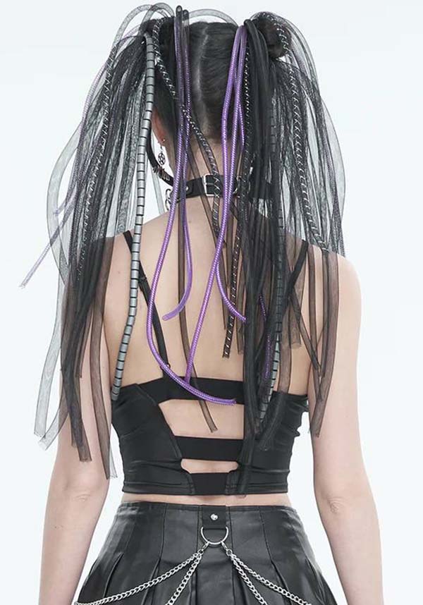 Devil Fashion's Cyber Goth Lace - Up Rubberised Mesh Top