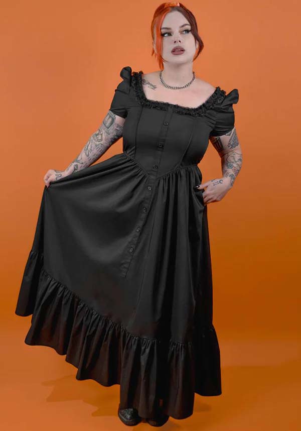 Lively Ghosts' Gothic Charm Chateau De Shadows Dress