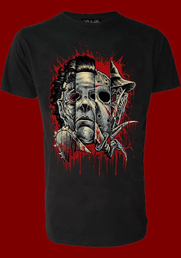Frightening Faces of Horror Design T-Shirt for Spooky Lovers