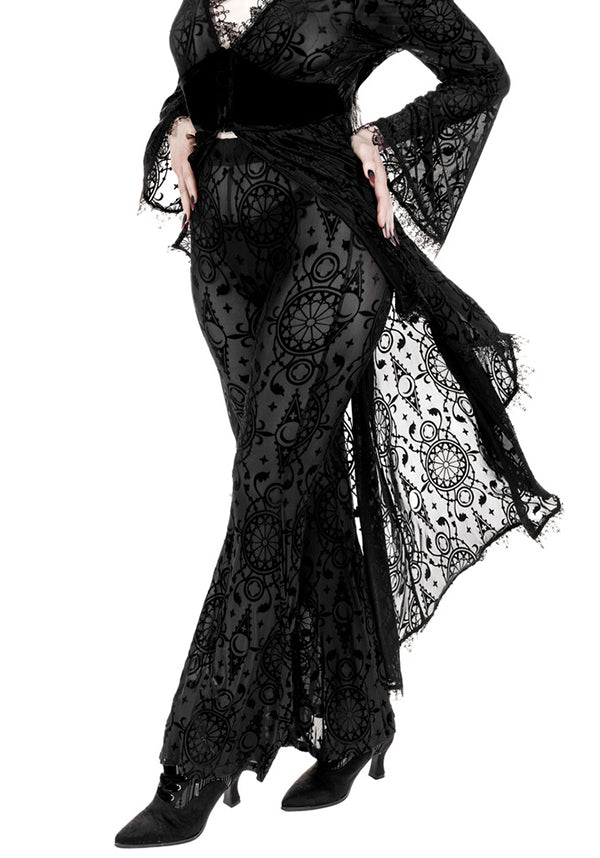 Restyle's Enchanting Dark Angel Burnout Stretch Velour Duster