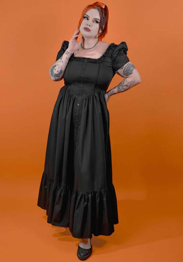 Lively Ghosts' Gothic Charm Chateau De Shadows Dress
