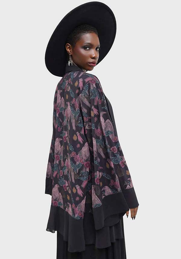 Corax Print Kimono with Smooth Fabric and Relaxed Fit