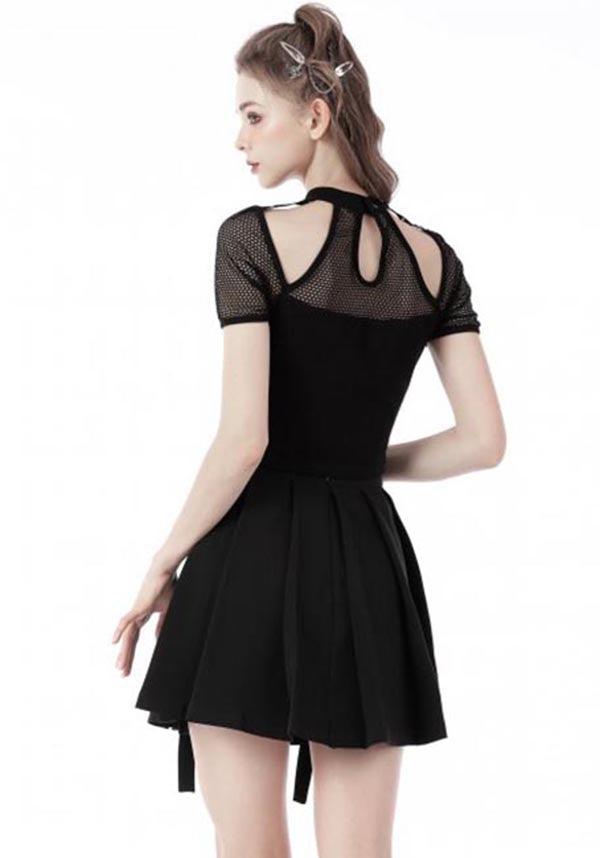 Visceral Grungy Gothic Pleated Lace-Up Skirt