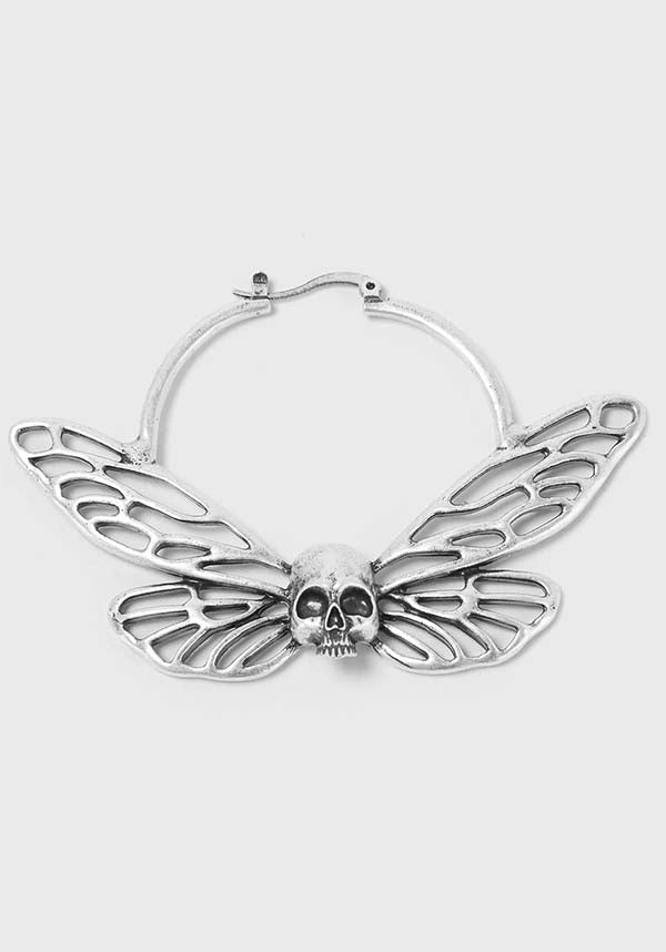 Cicada Curse Sculpted Hoop Earrings with Skull Detail