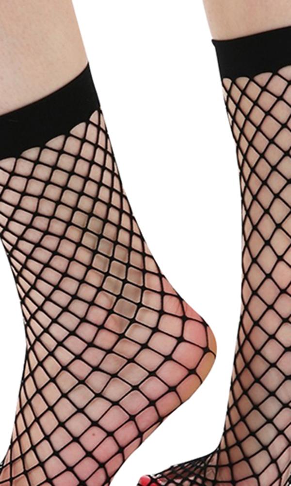 Pamela Mann's Extra Large Black Net Ankle Socks for Daily & Cosplay