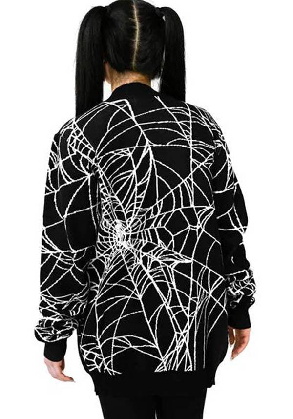 Halloween Cobweb Design Oversized Long Cardigan Sweater